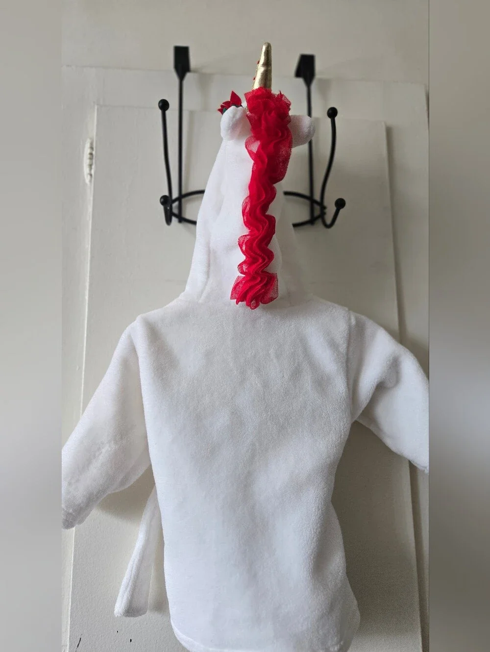 *3/$20 Hudson Baby White Unicorn Hooded Robe with Red Flower